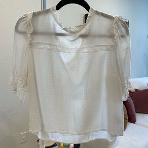 White ruffle trim top!